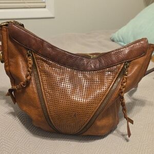 Lucky Brand Tan and Brown Leather Hobo Bag
